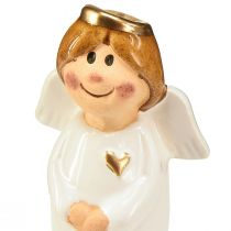 Artículo Adorable ángel de cerámica con detalles dorados blanco 7 cm - idea de regalo y decoración encantadora - 6 piezas