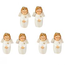 Artículo Adorable ángel de cerámica con detalles dorados blanco 7 cm - idea de regalo y decoración encantadora - 6 piezas
