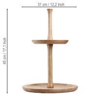 Artículo Soporte para tartas decoración de madera 2 niveles natural redondo Ø31/20cm H45cm