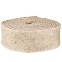 Artículo Cinta de fieltro cinta de lana tela decorativa marrón-rojo beige fieltro de lana 7,5cm 5m