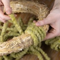 Artículo Cordón de fieltro Mirabell esponjoso, lana, verde, cinta decorativa de 25 m para floristería, decoración, manualidades, bricolaje