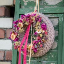 Artículo Corona decorativa de lana de fieltro en color marrón claro para colgar Ø30cm W4cm