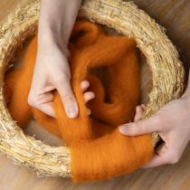 Artículo Cordón de lana, fieltro de lana, naranja, 2 m, para manualidades, atar y decorar.