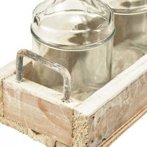 Artículo Botella decorativa de cristal con bandeja de madera vintage 24x9,5x14cm