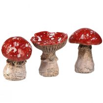 Artículo Encantadoras decoraciones de taburetes de cerámica - Rojo con puntos blancos, 8,6 cm - Decoración ideal para el jardín - Paquete de 3