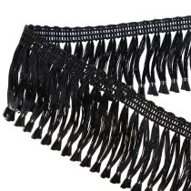 Artículo Cinta negra con flecos de 4 cm, ribete de cordón, lúrex decorativo con flecos de 25 m