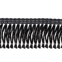 Artículo Cinta negra con flecos de 4 cm, ribete de cordón, lúrex decorativo con flecos de 25 m