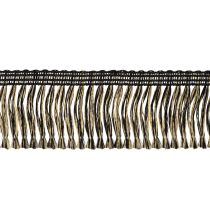 Artículo Ribete con flecos negros y dorados de 4 cm x 25 m - Ideal para decoración de coronas, cintas de luto y accesorios vintage.