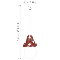 Artículo Comedero metálico para plantas acuáticas, diseño de amanita muscaria, colgante, rojo y blanco, 25,5 cm.