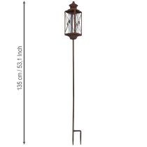 Artículo Farol de jardín, decoración de metal, aspecto oxidado, 12 cm x 12 cm x 135 cm