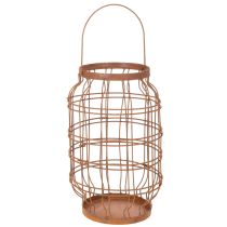 Artículo Farol de jardín, metal, acabado oxidado, asa, estilo vintage, Ø19,5 cm