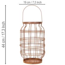 Artículo Farol de jardín, metal, acabado oxidado, asa, estilo vintage, Ø19,5 cm