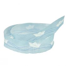 Artículo Cinta de regalo azul barco cinta decorativa marítima 25mm 20m
