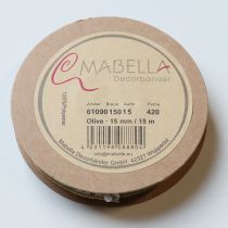 Artículo Cinta de regalo rama de olivo con elegantes ramas y aceitunas 1,5cm 15m