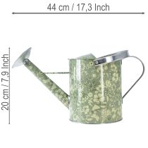 Artículo Regadera metálica de estilo vintage, verde y plateada con estampado floral - maceta decorativa, Ø18cm