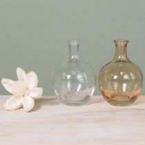 Artículo Mini florero de botella de vidrio ámbar y transparente Ø7,5 cm H11 cm (4 unidades)