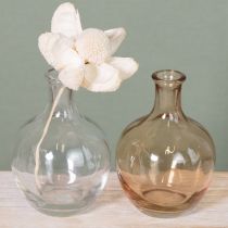Artículo Mini florero de botella de vidrio ámbar y transparente Ø7,5 cm H11 cm (4 unidades)