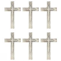 Artículo Decoración tumba cruz rústica gris blanco poliresina 12×7cm 6 piezas
