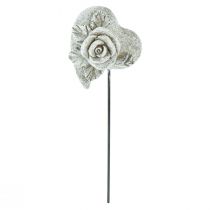 Artículo Tapón para tumba corazón tapón conmemorativo rosa piedra fundida 5,5 cm 6 piezas