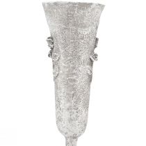 Artículo Jarrón gris para tumba con motivo de rosas, 26 cm de alto, 2 piezas
