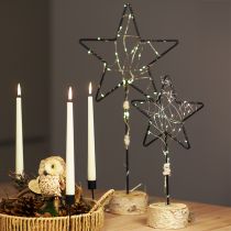 Artículo Grandes decoraciones de estrellas sobre una base de madera natural - negro, 60 cm - decoración elegante de la habitación 30x10x60cm 2ud
