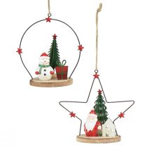 Artículo Percha decorativa Papá Noel Muñeco de nieve Estrella H13cm 2uds