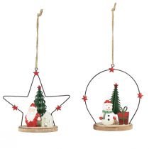 Artículo Percha decorativa Papá Noel Muñeco de nieve Estrella H13cm 2uds