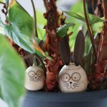 Artículo Figura decorativa de conejo en forma de huevo con carácter para decoración primaveral y de temporada, 14 cm, 3 piezas