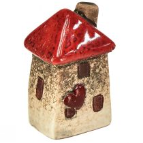Artículo Casa de cerámica con ventana de tejado roja y corazón - 6 cm - Decoración idílica para el hogar y el jardín - 6 piezas
