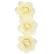 Artículo Rosas decorativas de madera rosas artificiales crema rosas de madera Ø10cm 12 piezas