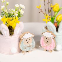 Artículo Decoración de oveja de madera, linda figura decorativa para primavera y Pascua, decoración de mesa, 11 cm, 6 piezas