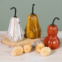 Artículo Pera de madera pera decoración de madera otoño rojo amarillo blanco 12×6cm 3 piezas