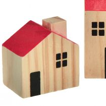 Artículo Casa de madera casas decorativas madera natural rojo 4 piezas