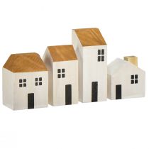 Artículo Casa de madera casas decorativas madera blanco marrón 4,5-8cm 4 piezas