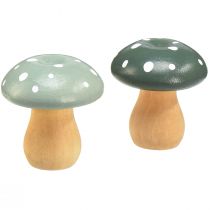 Artículo Setas de madera setas decorativas agáricos de mosca de madera verde menta 5cm 8 piezas