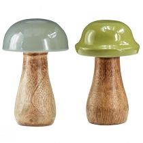 Artículo Setas de madera setas decorativas madera gris verde Ø6cm H10cm 2ud