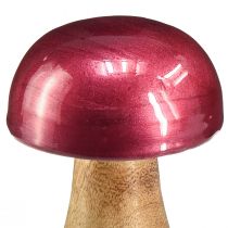 Artículo Setas de madera setas decorativas madera rojo brillo Ø6cm H10cm 2ud