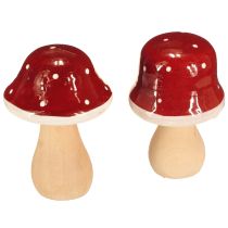 Artículo Setas de madera, decoración, madera, FSC, marrón rojizo, H6,5/7 cm, 4 piezas