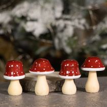 Artículo Setas de madera, decoración, madera, FSC, marrón rojizo, H6,5/7 cm, 4 piezas