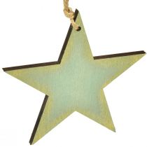 Artículo Estrellas de madera para colgar decoración de ventanas oro menta 12/20/26 cm juego de 3