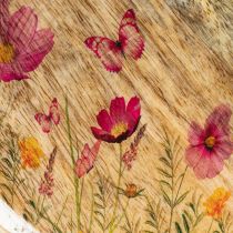 Artículo Platos de madera con flores y mariposas, rosa natural, Ø15cm, 3 piezas