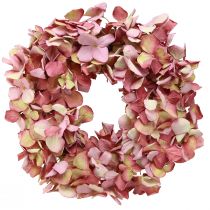 Artículo Corona de hortensias corona decorativa artificial rosa malva Ø30cm