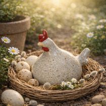 Artículo Figura de pollo de cerámica, diseño divertido para una decoración elegante del hogar, 16 cm, 2 piezas