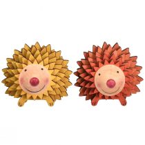 Artículo Figura de madera decorativa de erizo otoño naranja amarillo 8×7×6cm 4 piezas