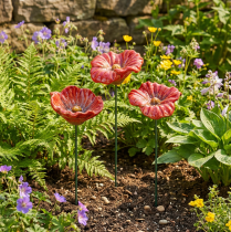 Artículo Decoración romántica de flores de amapola de cerámica para jardín y macizos de flores en primavera, 31 cm, 6 unidades.