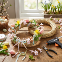 Artículo Corona de paja de floristería para coronas de puerta creativas y decoración de temporada 25/4 cm 2 piezas