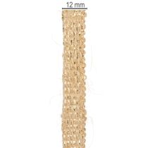Artículo Cinta de yute, cinta decorativa rústica, yute natural, color dorado, 12 mm, 10 m