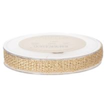 Artículo Cinta de yute, cinta decorativa rústica, yute natural, color dorado, 12 mm, 10 m