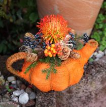 Artículo Jarra para plantar calabaza decorativa naranja/amarillo-verde Ø13cm