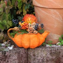 Artículo Jarra para plantar calabaza decorativa naranja/amarillo-verde Ø13cm